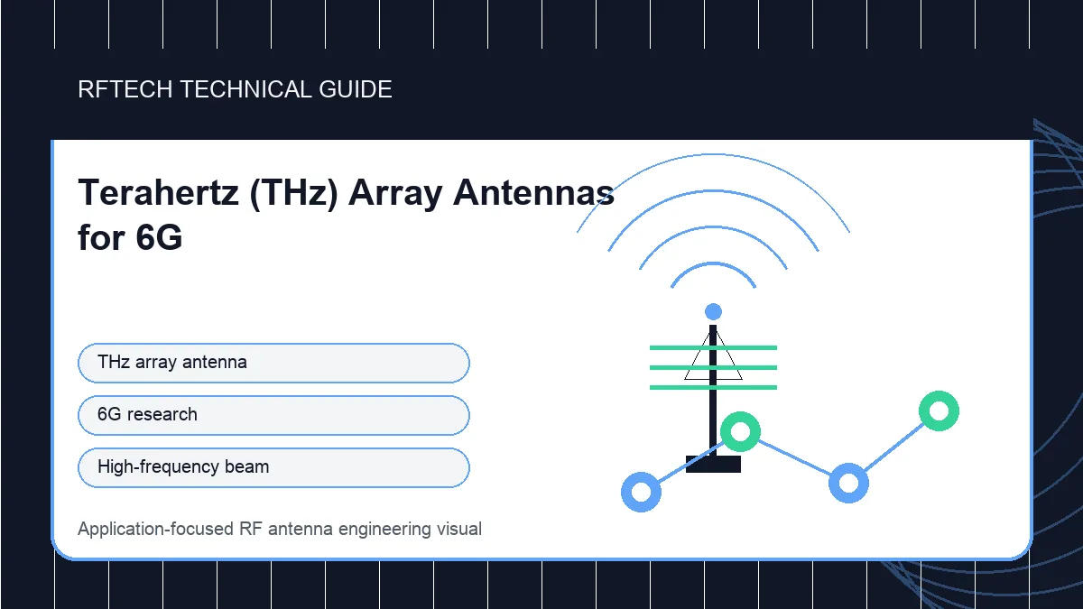 Terahertz (THz) Array Antennas for 6G technical illustration for RF antenna applications