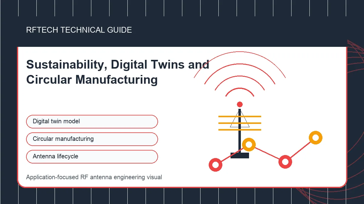 Sustainability, Digital Twins and Circular Manufacturing technical illustration for RF antenna applications