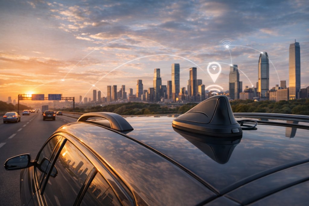 Roof-Mounted Multi-Function Antennas for Automotive Terminals