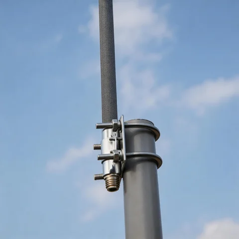 GL-DY3545V5 fiberglass omni antenna connector and mounting detail view