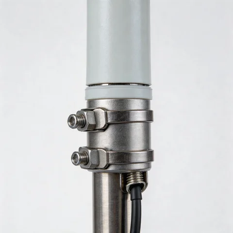 GLF2400-10 fiberglass omni antenna connector and mounting detail view