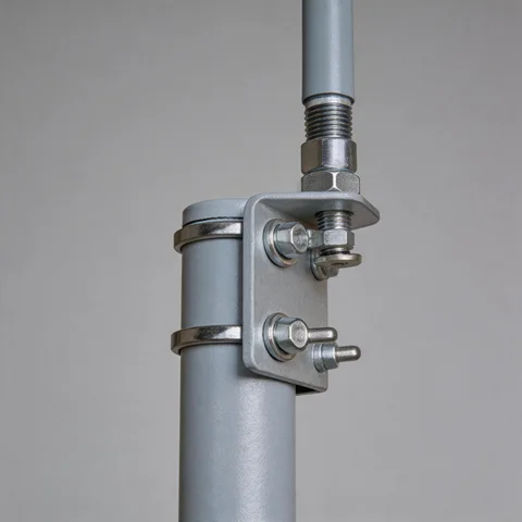 GLF2400-9 fiberglass omni antenna connector and mounting detail view