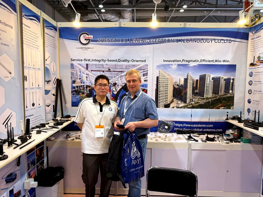 Global RF Tech antenna products displayed at the Global Sources Hong Kong 2026 booth.