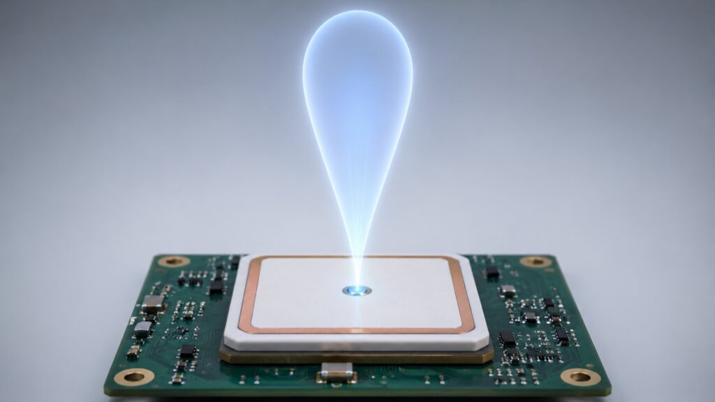 Patch antenna with a directional gain lobe