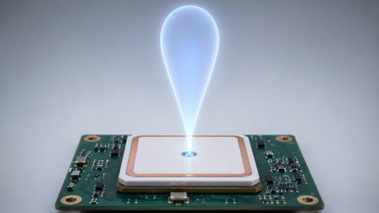 Patch antenna with a directional gain lobe