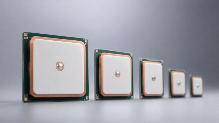 Different size patch antennas lined up for selection