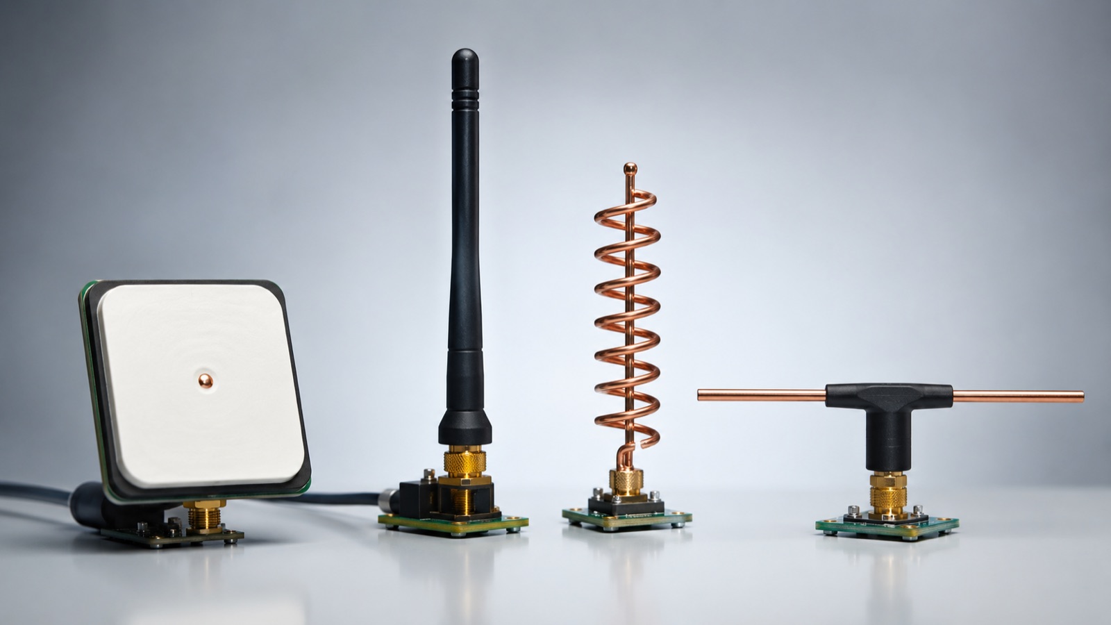 Patch antenna compared with other antenna types