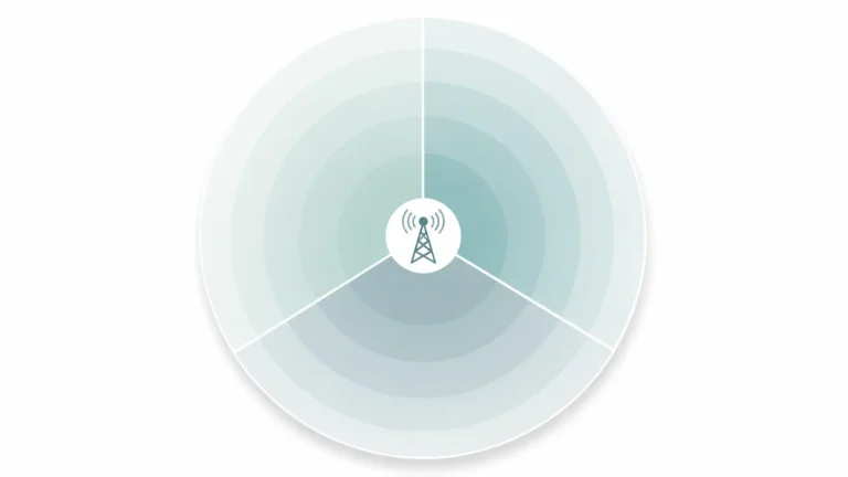 Three 120-degree sector antennas forming a 360-degree base station cell