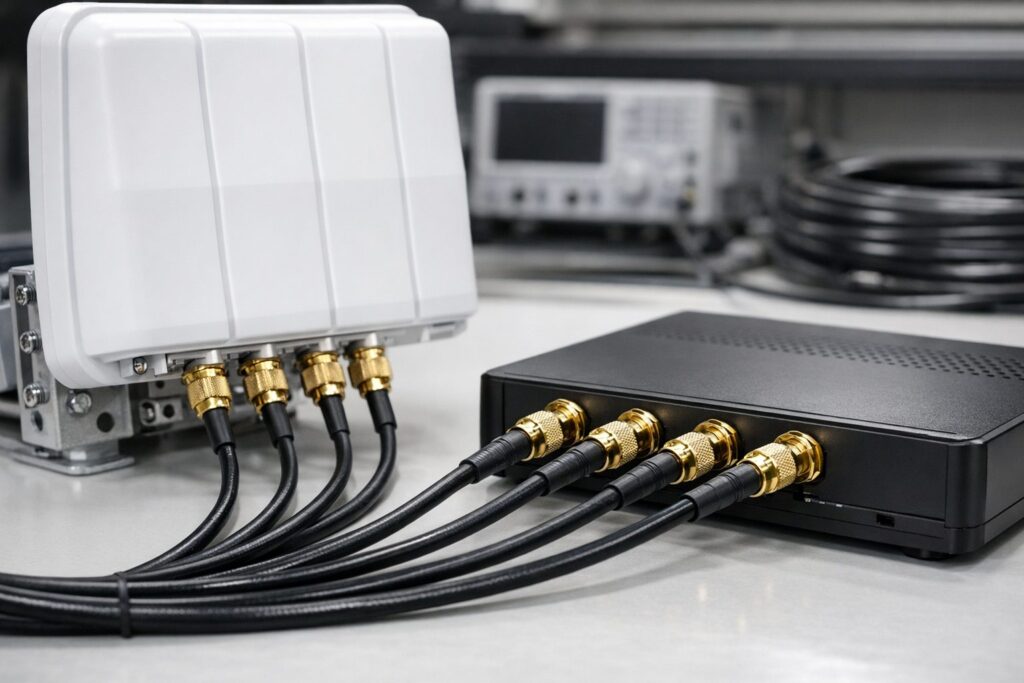 5G MIMO antenna connected to multiple router antenna ports