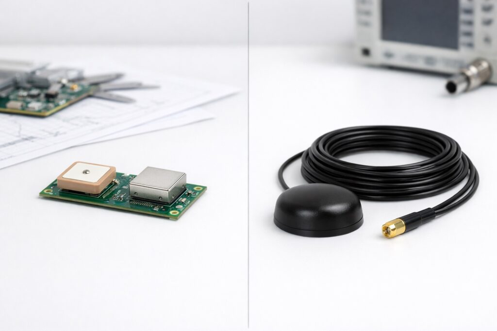 Auswahl zwischen aktiver und passiver GPS-Antenne für unterschiedliche Kabelwege