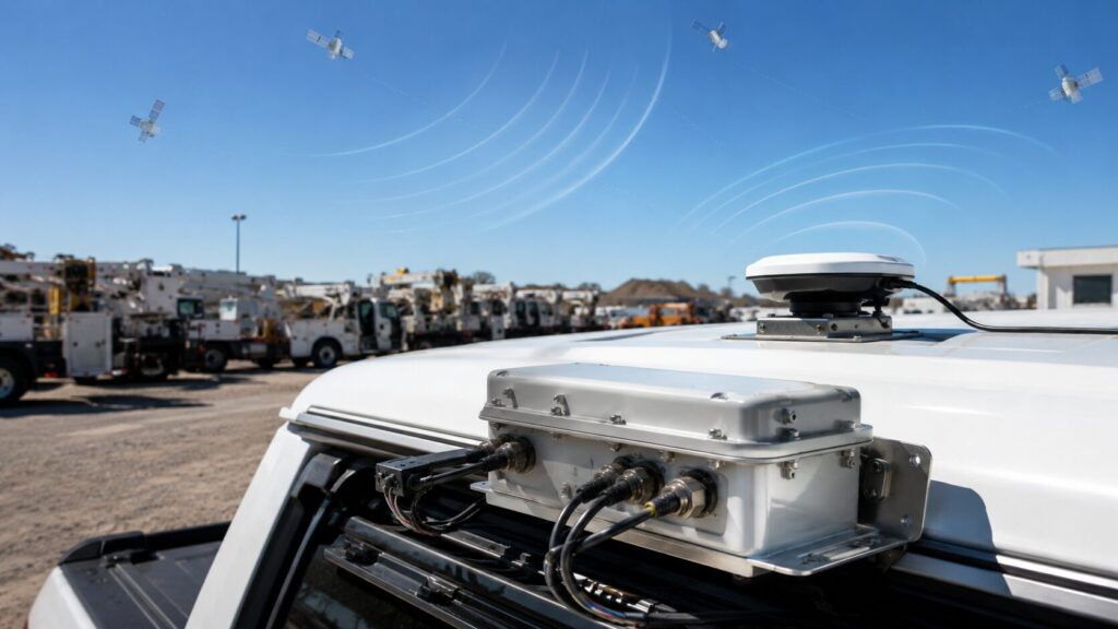 GNSS-Dachantenne auf einem Nutzfahrzeug für Flottenortung