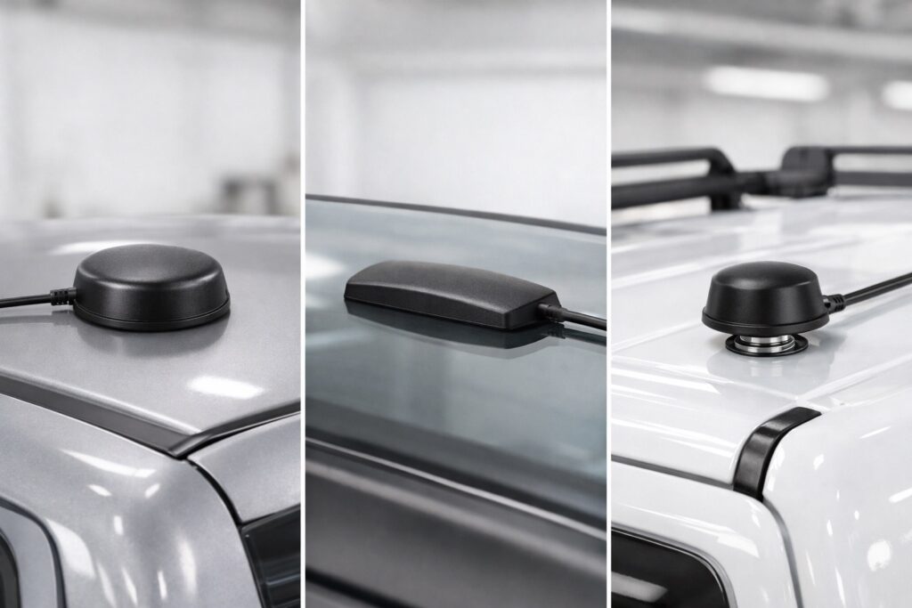 Magnet-, Klebe- und Schraubmontage für GPS-Antennen am Fahrzeug