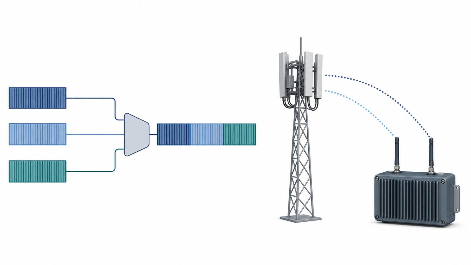 LTE-Advanced carrier aggregation and multiple MIMO signal paths