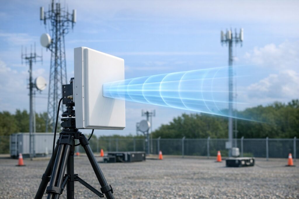Directional panel antenna field test showing focused coverage