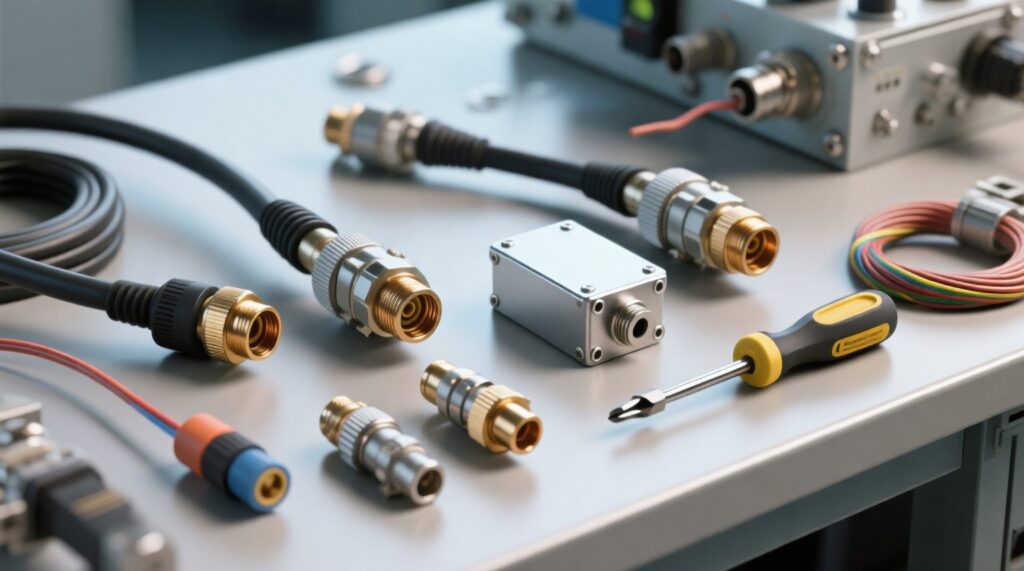 RF combiner connector and cable selection setup
