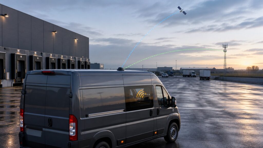 Shark-Fin-Fahrzeugantenne mit GNSS-, Mobilfunk- und WLAN-Verbindungen
