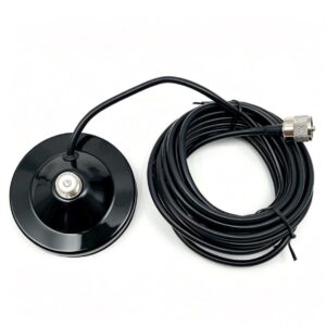 GLTDTD90 black 90 mm magnetic antenna base with coiled RG58 cable