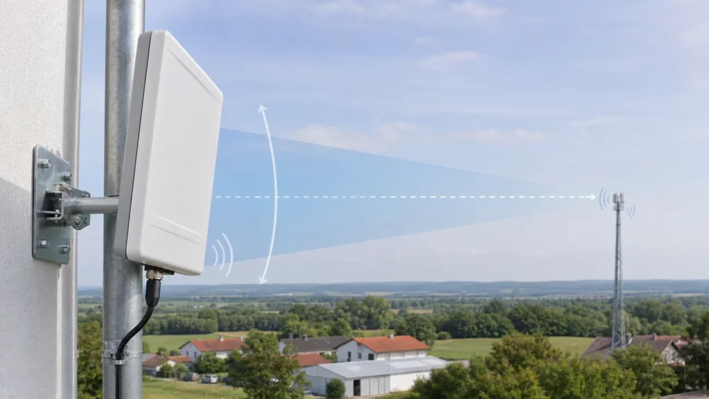 LTE-Richtantenne auf einen Mobilfunkmast ausrichten
