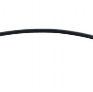 Black coaxial cable assembly with a gold MCX connector and bare copper termination