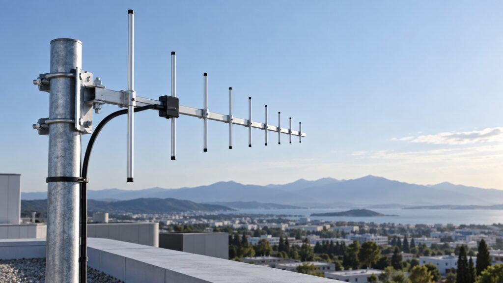 Antena Yagi direccional instalada en exterior