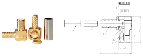 GL-MCXJ2 MCX coaxial connector and dimensional drawing