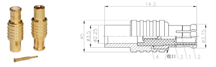 GL-MCXJ3 MCX coaxial connector and dimensional drawing