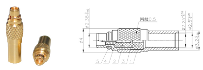 GL-MMCXJ3 MMCX coaxial connector and dimensional drawing