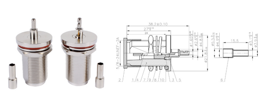 GL-NCKY1.5 N Type coaxial connector and dimensional drawing