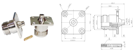 GL-NKFB3 N Type coaxial connector and dimensional drawing