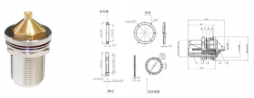 GL-NKYB2 N Type coaxial connector and dimensional drawing