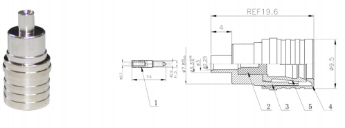 GL-QMAW3 QMA coaxial connector and dimensional drawing