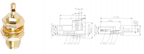 GL-SMAC5 SMA coaxial connector and dimensional drawing