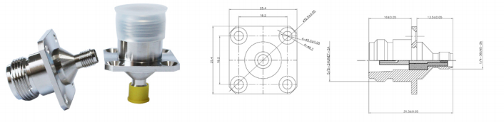 GL-SMAKKF Adaptor coaxial connector and dimensional drawing