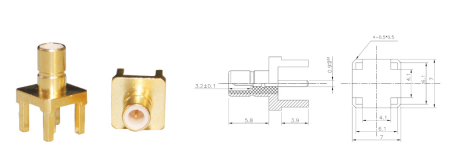 GL-SMBJE SMB coaxial connector and dimensional drawing