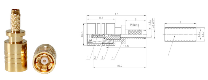 GL-SMBK1.5 SMB coaxial connector and dimensional drawing