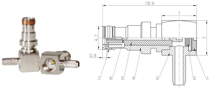 GL-SMBKW1.5 SMB coaxial connector and dimensional drawing