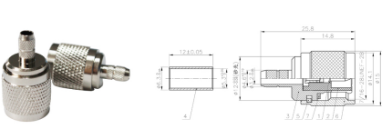 GL-TNCJ3 TNC coaxial connector and dimensional drawing