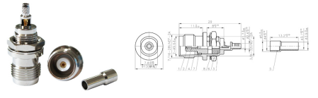 GL-TNCKY2 TNC coaxial connector and dimensional drawing