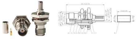 GL-TNCKY3 TNC coaxial connector and dimensional drawing