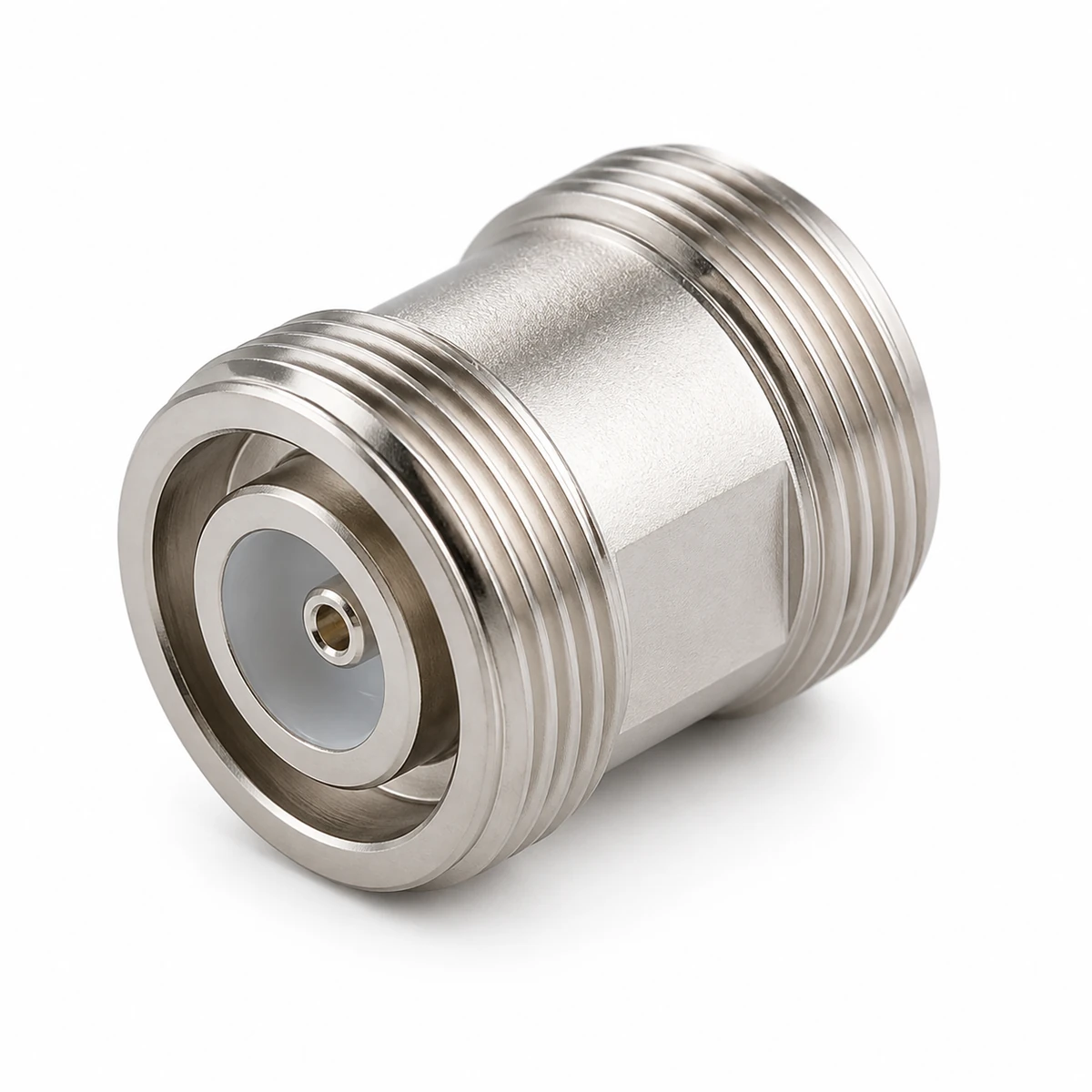 HF-Koaxialadapter als weiß freigestellte Produktaufnahme