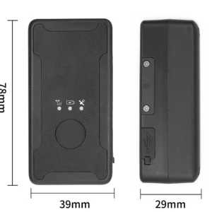 GLCA9094G vehicle tracker with dimensioned front and side views