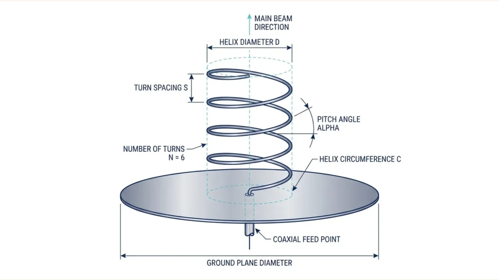 Helixantenne im Normal Mode mit kurzer Wendel und breiter Abstrahlung.
