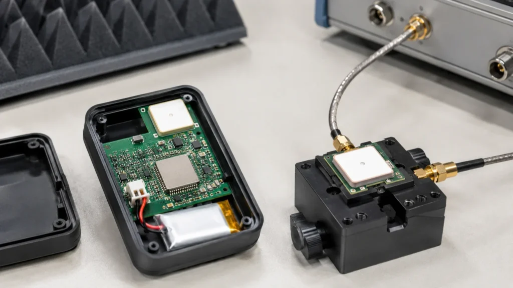 Keramikantenne in einem kompakten IoT-Gerät mit begrenztem Einbauraum.