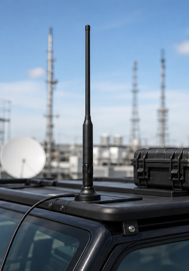 GL70600V-3 698-6000MHz Wideband Anti-Jamming Antenna connector and mounting detail view